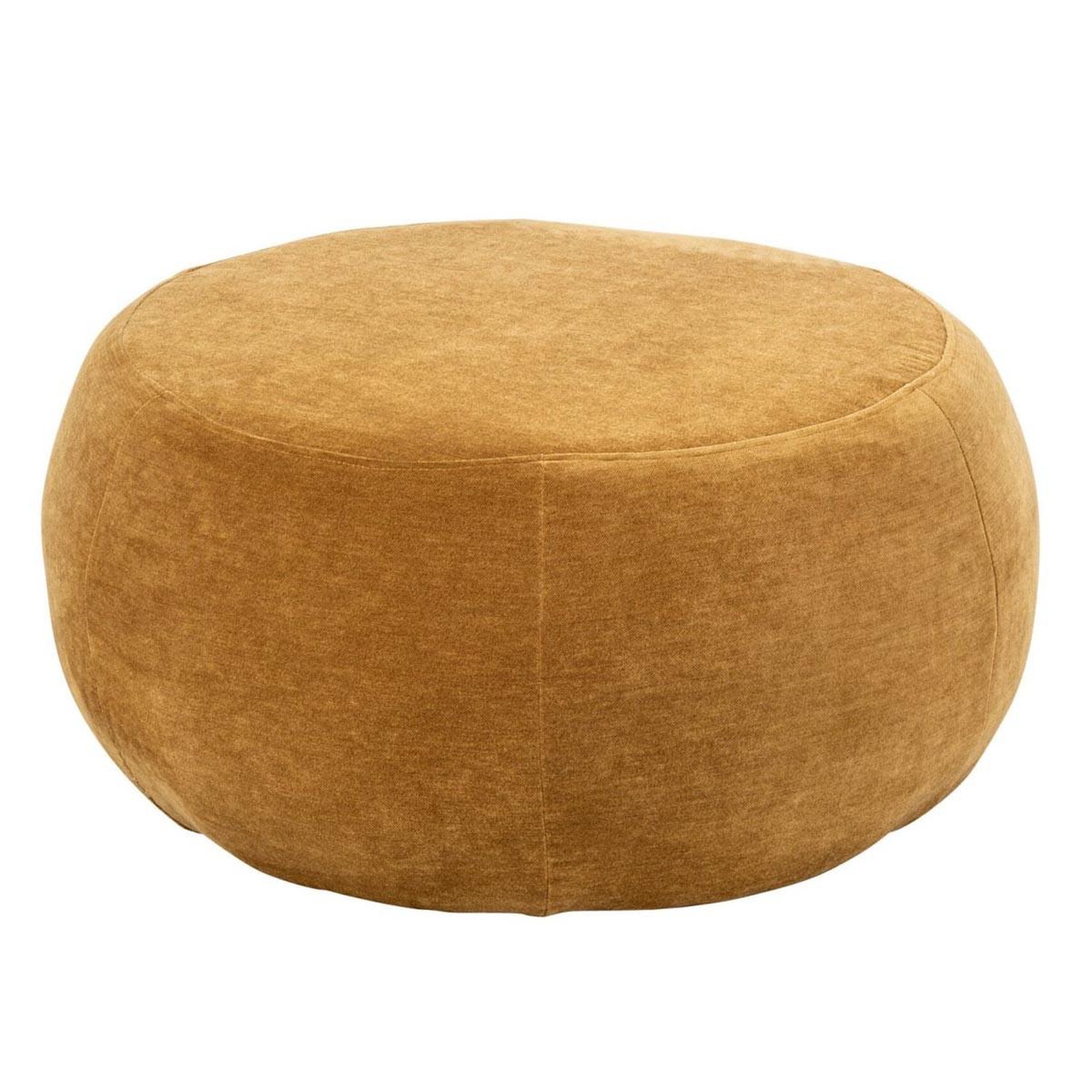 J-LINE Pouf rond en tissu  macaron  79cm moutarde