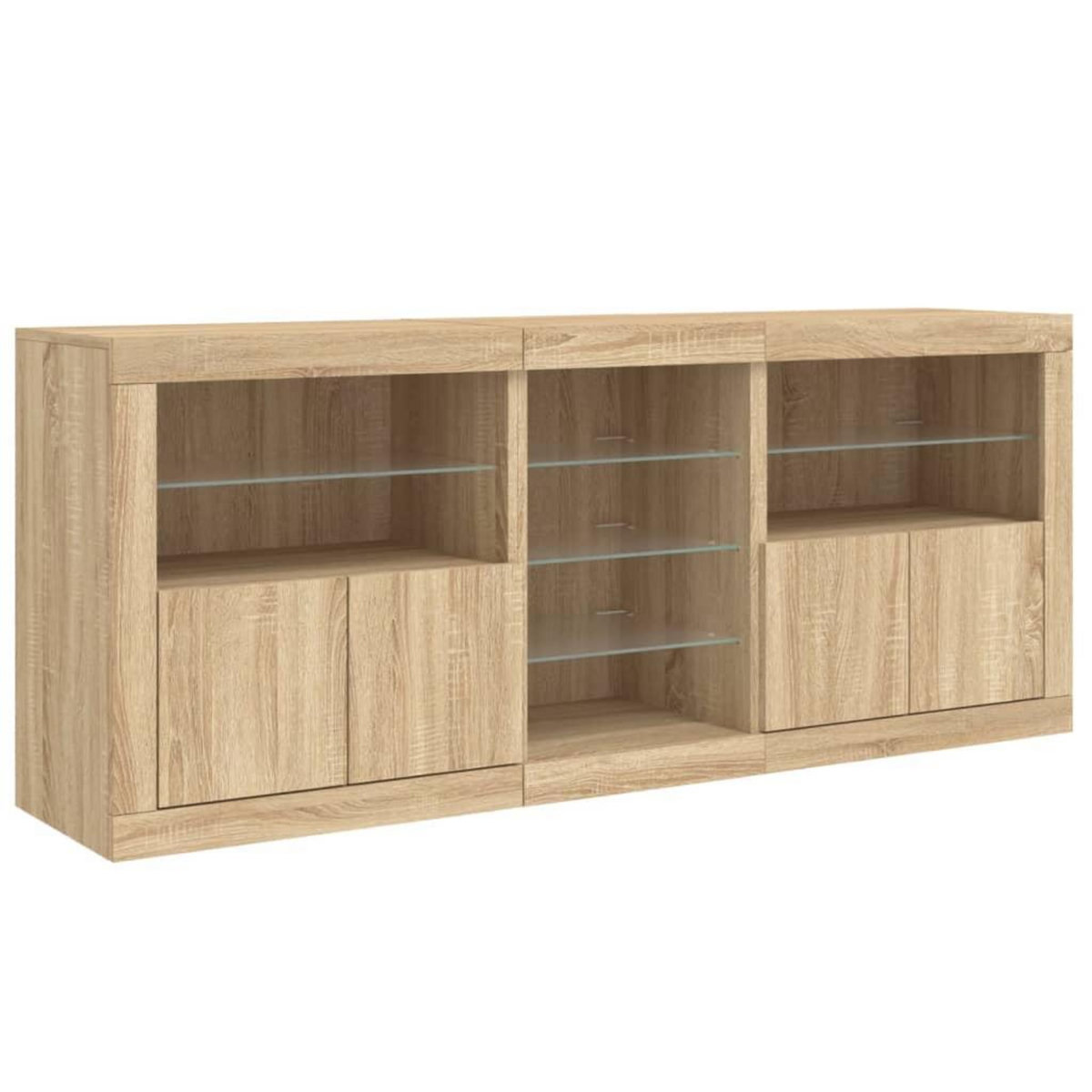VIDAXL Buffet avec lumieres LED chene sonoma 181,5x37x67 cm