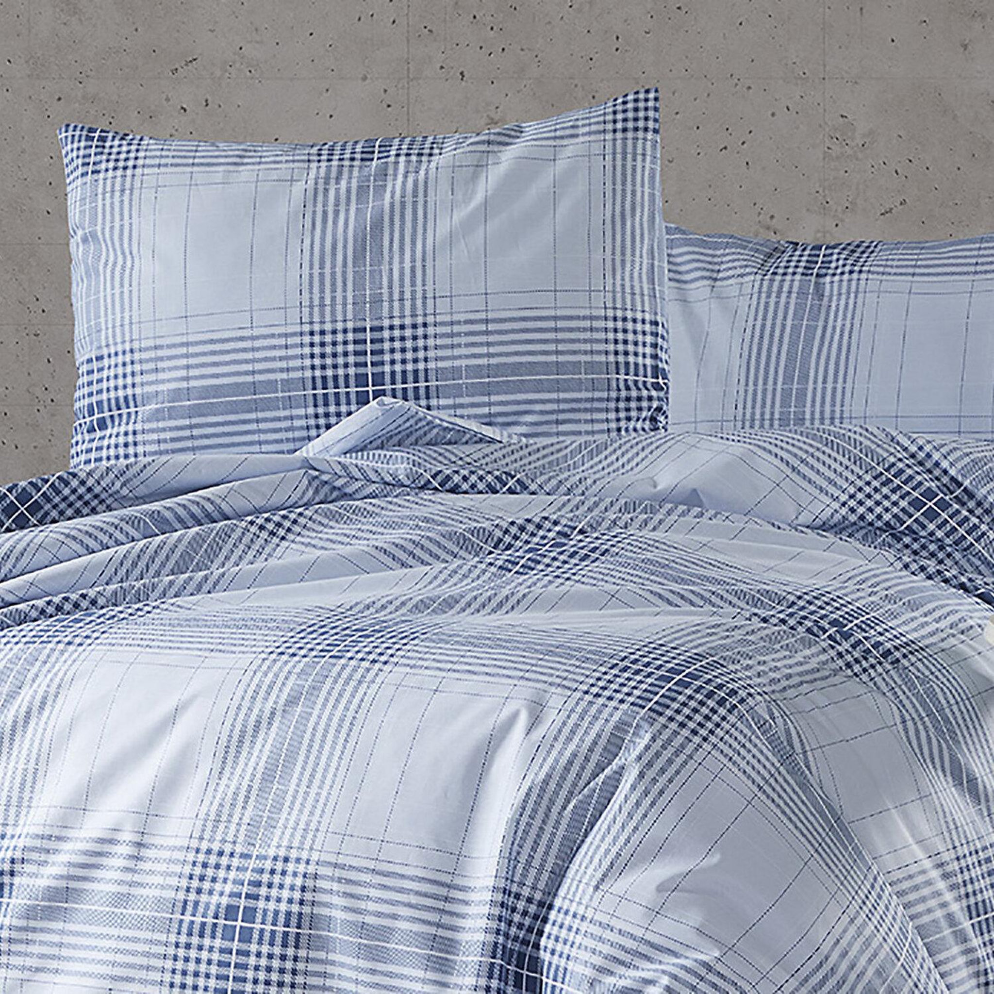 Voir la diapositive 2 : Home collection Parure housse de couette 100% coton 57 fils imprimé nimableu
