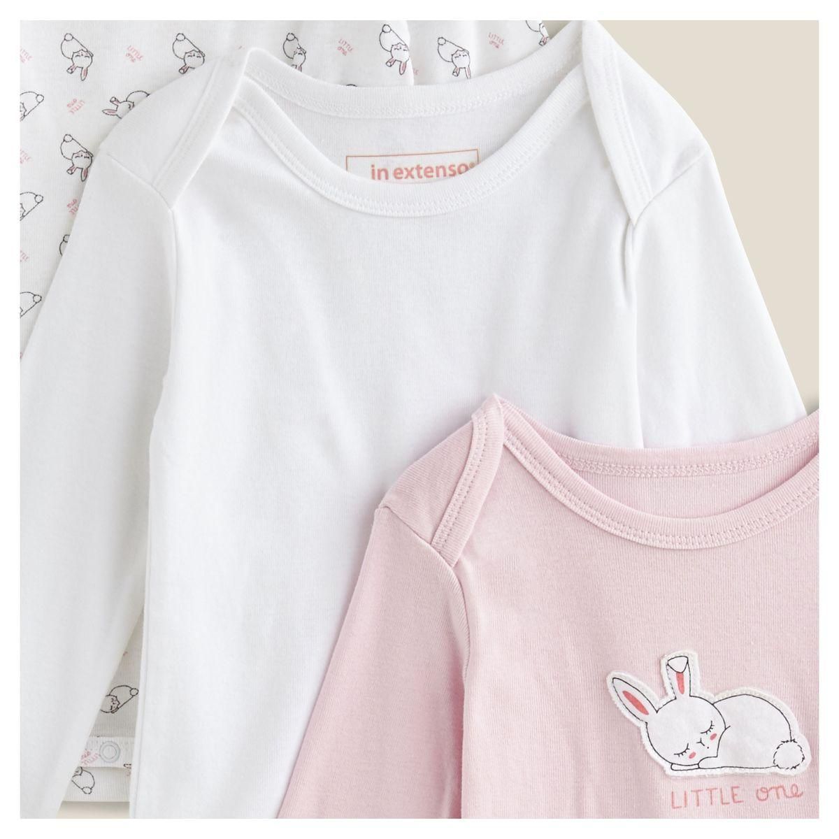 IN EXTENSO Lot de 3 bodies manches longues lapin bébé fille