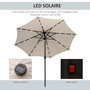 Voir la diapositive 6 : OUTSUNNY Parasol octogonal inclinable Ø 2,67 x 2,4 m lumineux solaire 24 LED polyester haute densité 180 g/m² crème