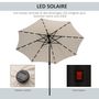 Voir la diapositive 6 : OUTSUNNY Parasol octogonal inclinable Ø 2,67 x 2,4 m lumineux solaire 24 LED polyester haute densité 180 g/m² crème
