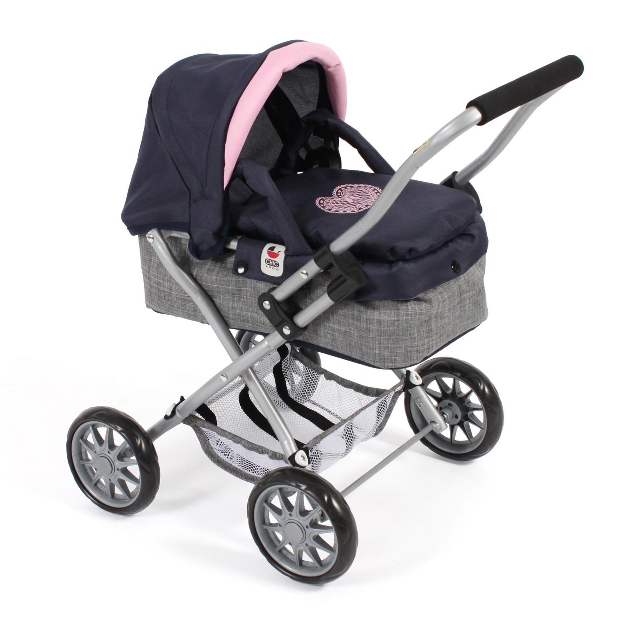 BAYER CHIC 2000 Poussette pour poupée SMARTY mélange gris bleu marine