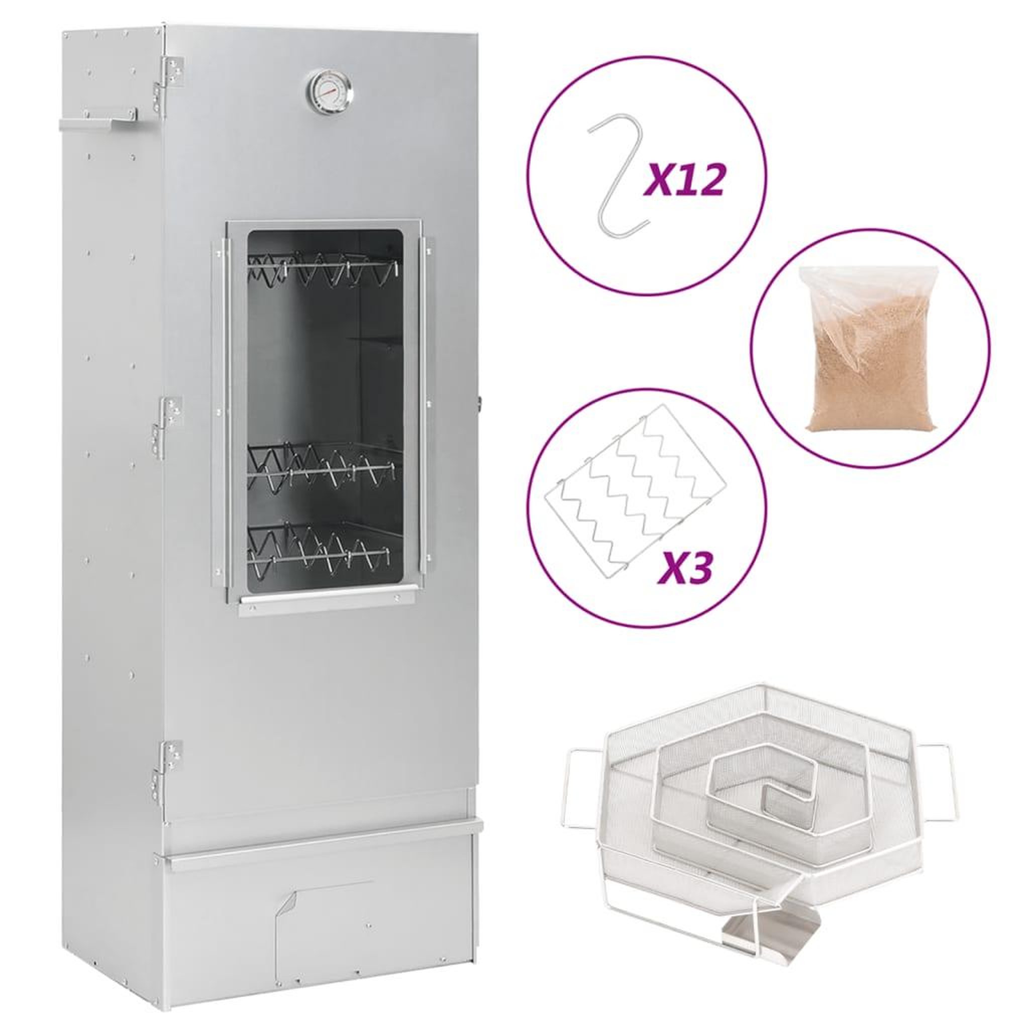 VIDAXL Fumoir a four a BBQ generateur de fumee froide acier galvanise