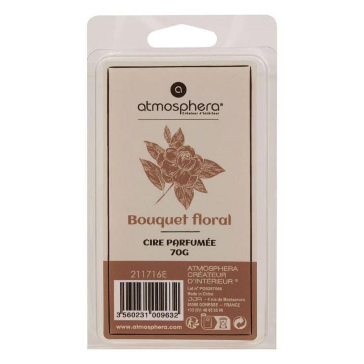 ATMOSPHERA Cire Parfumée à Brûler  Laura  70g Bouquet Floral