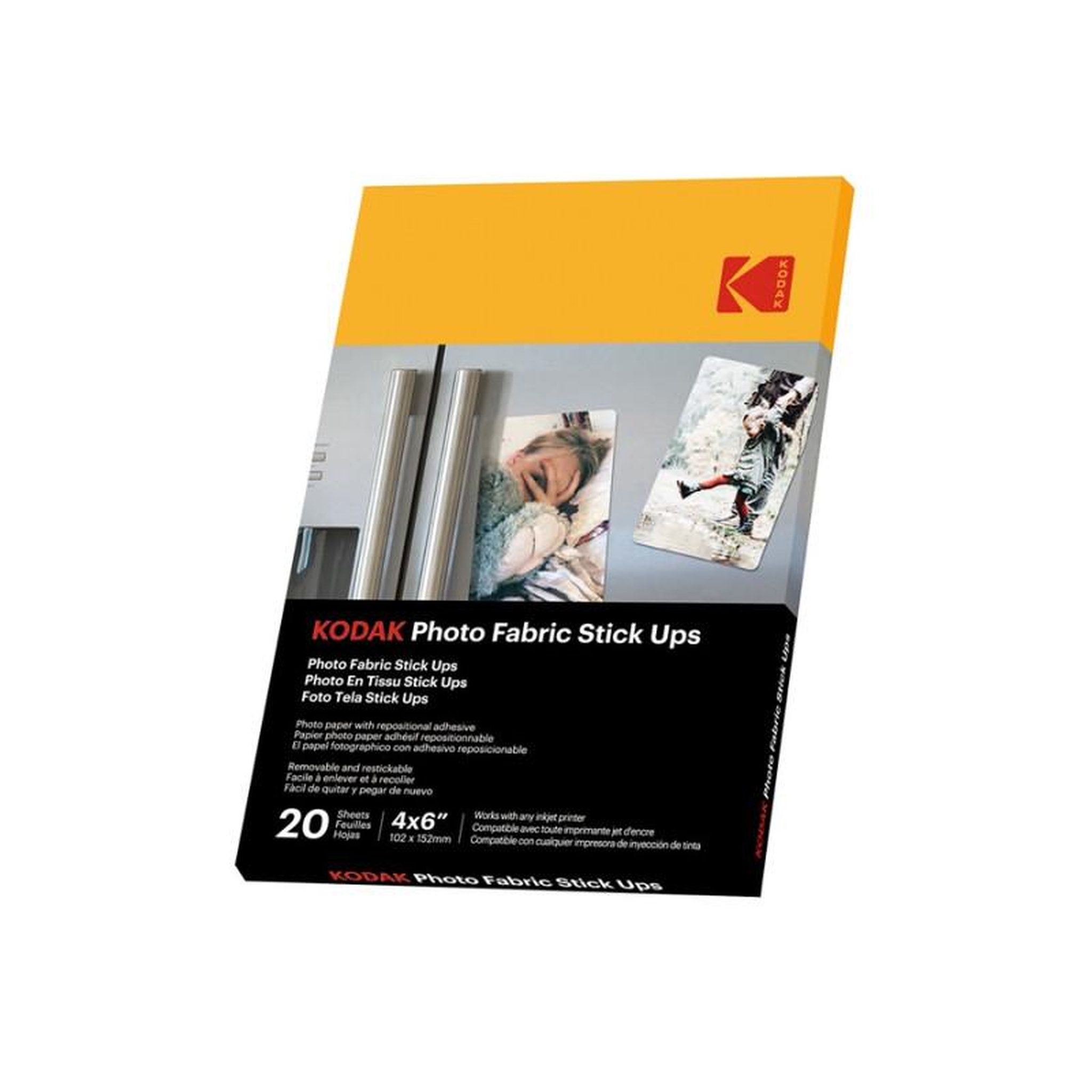 Voir la diapositive 2 : Kodak Papier d impression Kodak Photo Fabric Stick Ups Pack de 20 feuilles de papier photo autocollant Format 10 x 15 cm (A6) Finitio