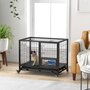 Voir la diapositive 2 : PAWHUT Cage pour chien sur roulettes 2 portes verrouillables - support gamelle, plateau amovible - acier noir