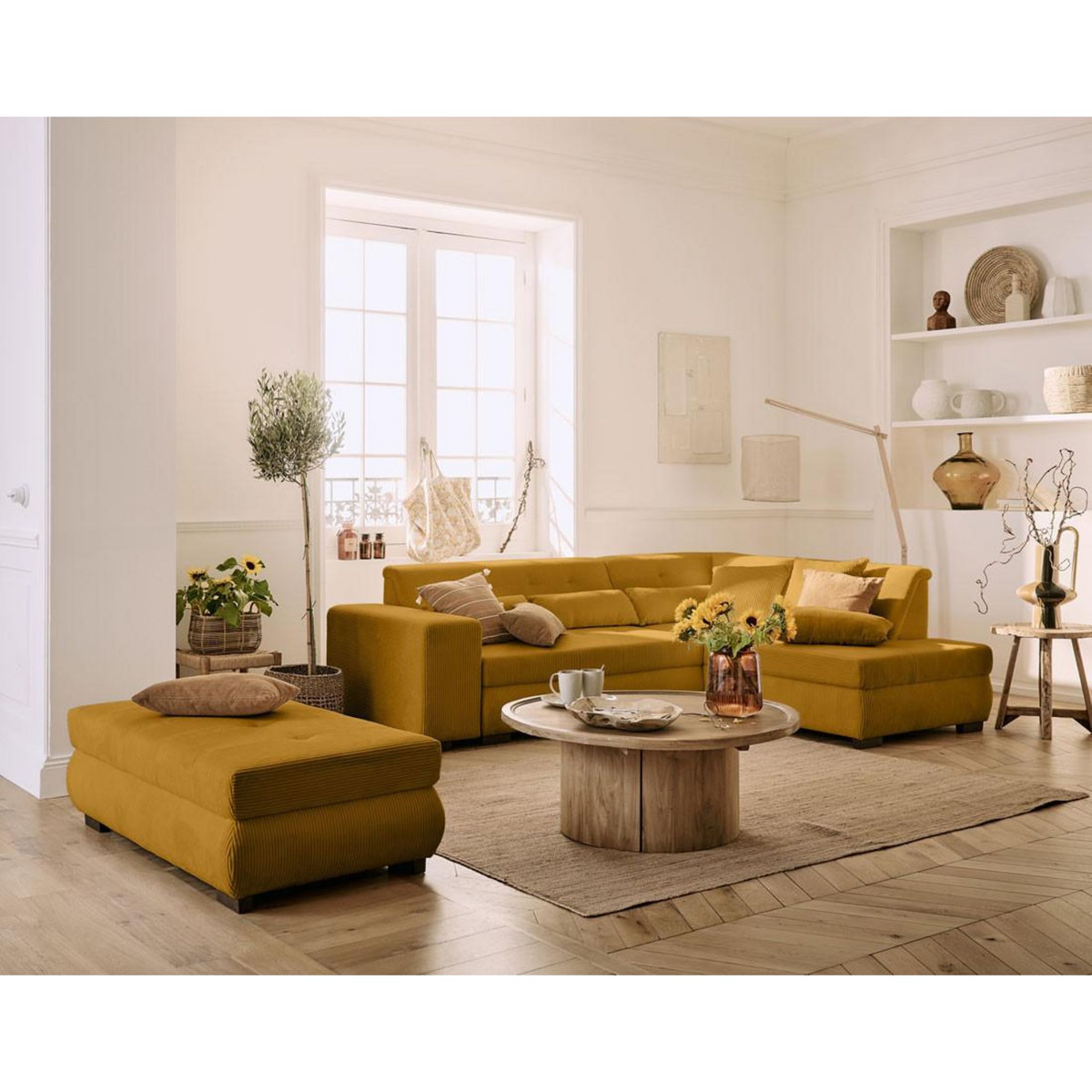 LISA DESIGN Vermont - pouf d'appoint - en velours côtelé