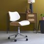 Voir la diapositive 2 : SWEEEK Chaise de bureau à roulettes décor bois courbé et simili cuir
