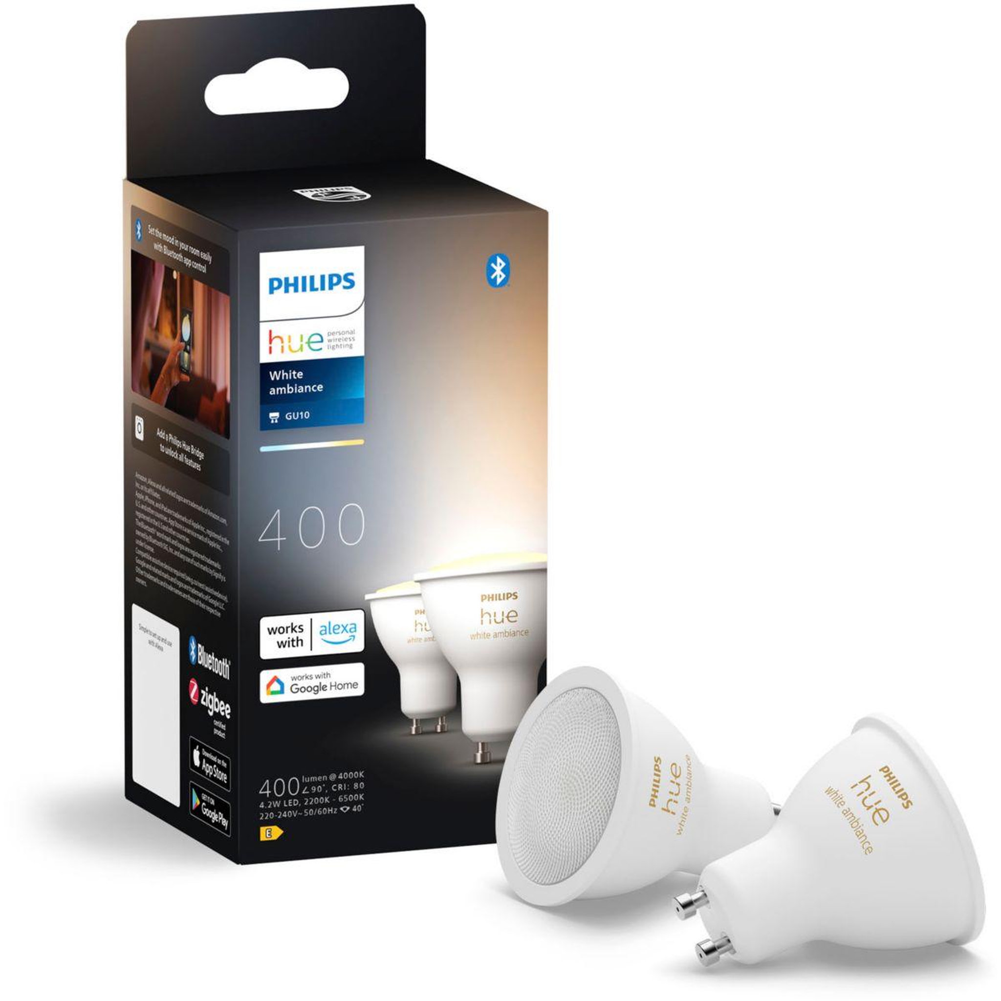 PHILIPS HUE Ampoule led connectée gu10 white ambiance pack de 2