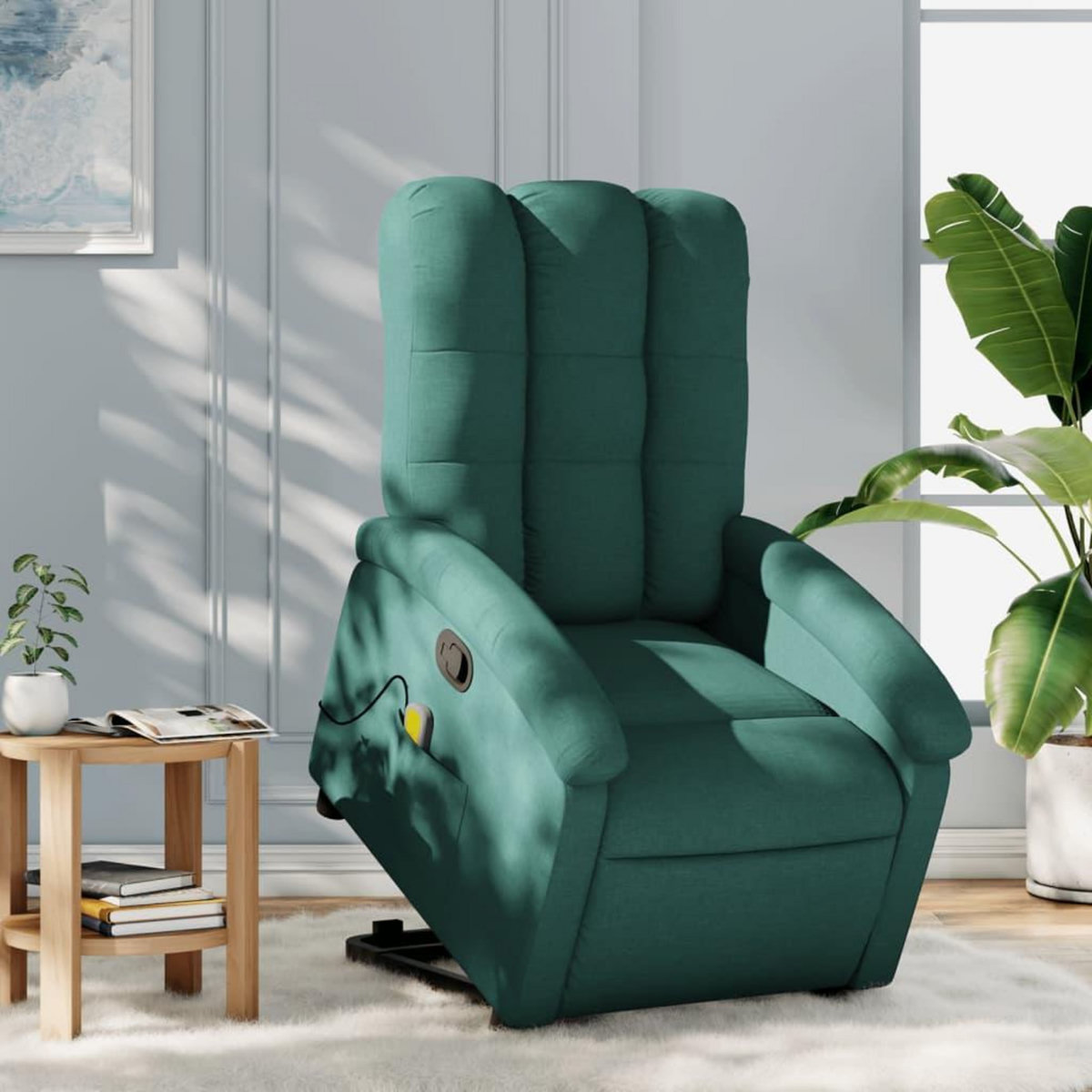 VIDAXL Fauteuil inclinable de massage Vert fonce Tissu