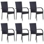 Voir la diapositive 1 : VIDAXL Chaises empilables d'exterieur lot de 6 Resine tressee Noir