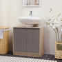 Voir la diapositive 2 : HOMCOM Meuble salle de bain - meuble sous-vasque - placard 2 portes avec étagère - dim. 60L x 30l x 59H cm - panneaux particules chêne clair gris