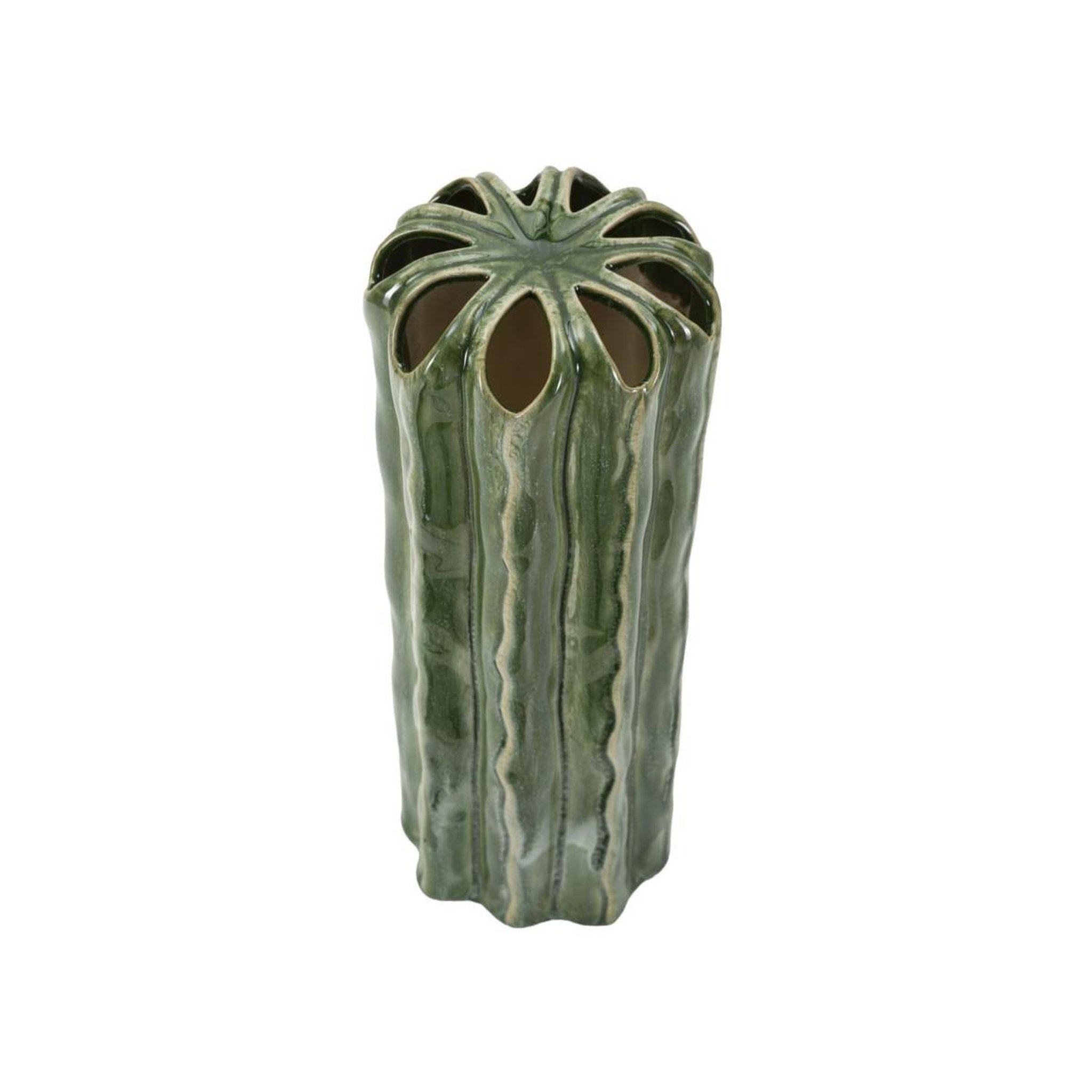 Voir la diapositive 2 : Paris Prix Vase en céramique  cactus  31cm vert