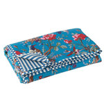 Paris Prix Plaid en Coton  Oiseaux Fleurs  130x180cm Bleu