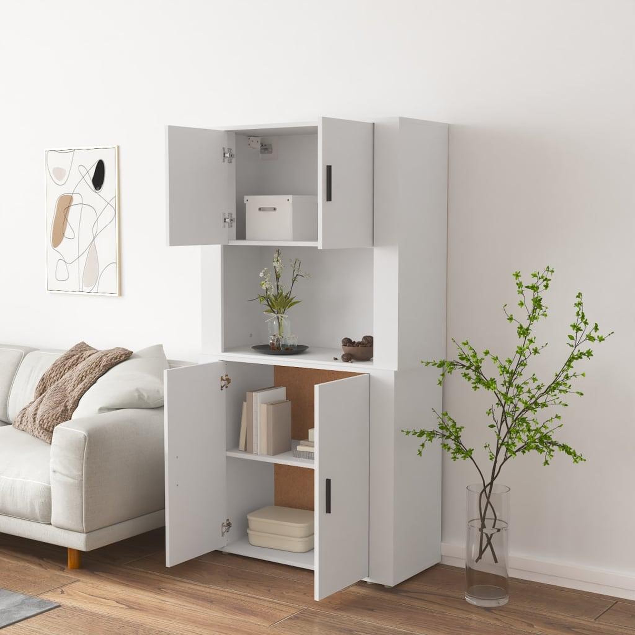 Voir la diapositive 3 : VIDAXL Buffet haut Blanc Bois d'ingenierie