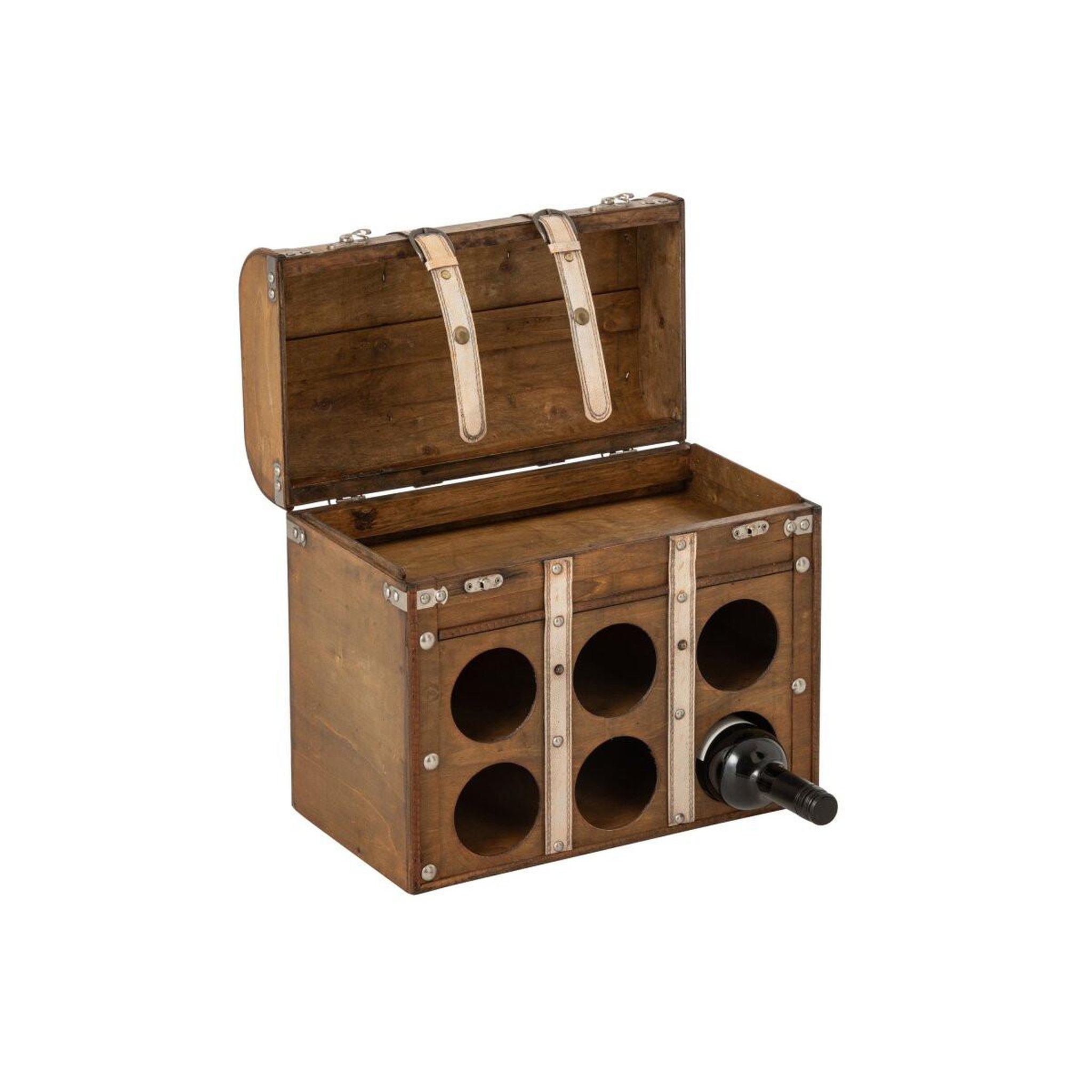 Voir la diapositive 3 : J-LINE Porte-bouteilles malle  aubin  42cm marron