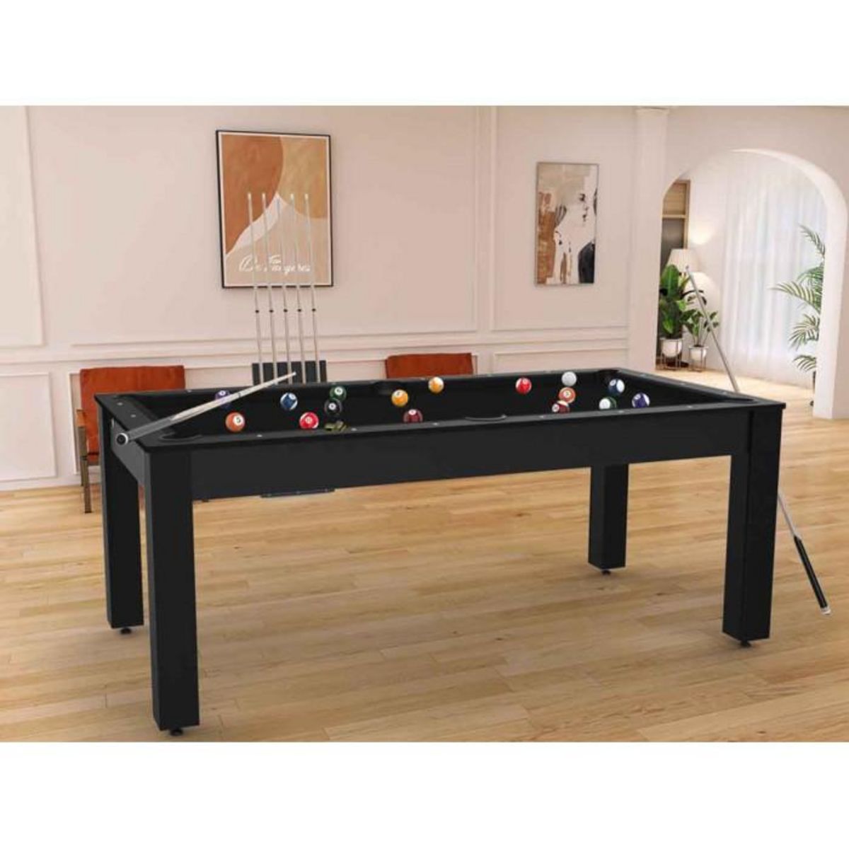 Paris Prix Table de Billard Convertible  Oregon  213cm Noir Grainé