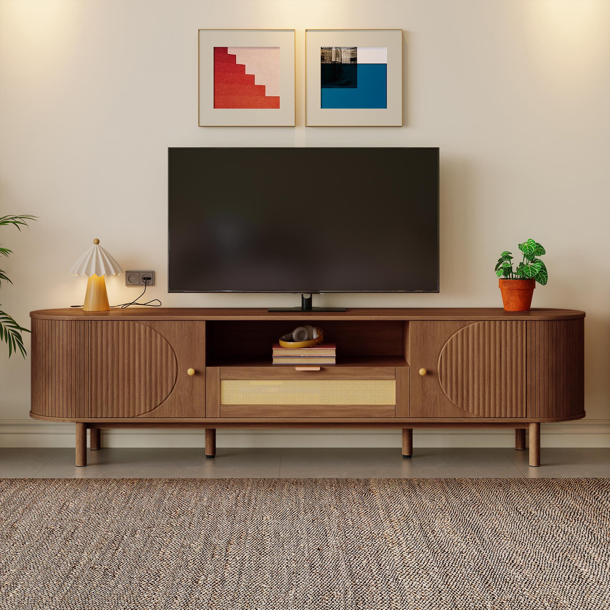 Voir la diapositive 2 : MERAX Meuble tv naturel 175 cm mdf