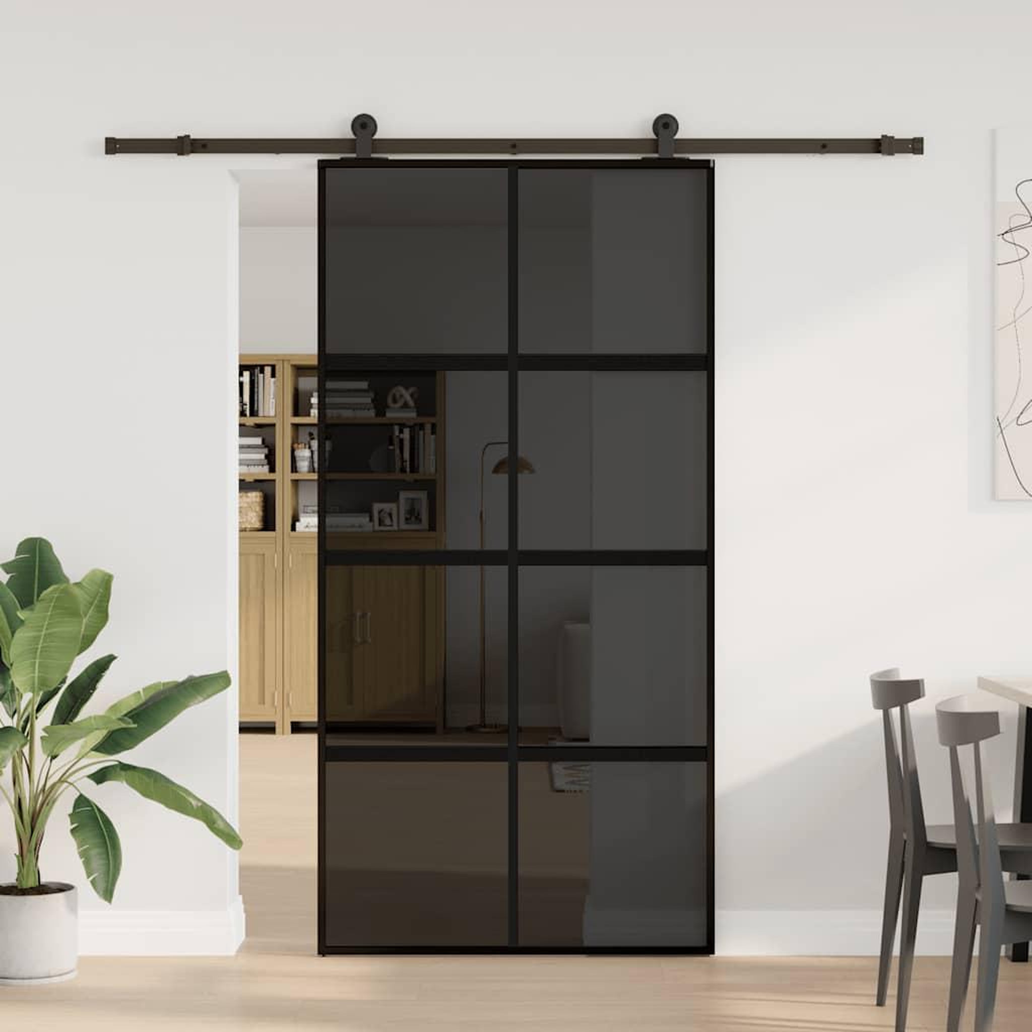 Voir la diapositive 2 : VIDAXL Porte coulissante kit de quincaillerie trempe verre aluminium