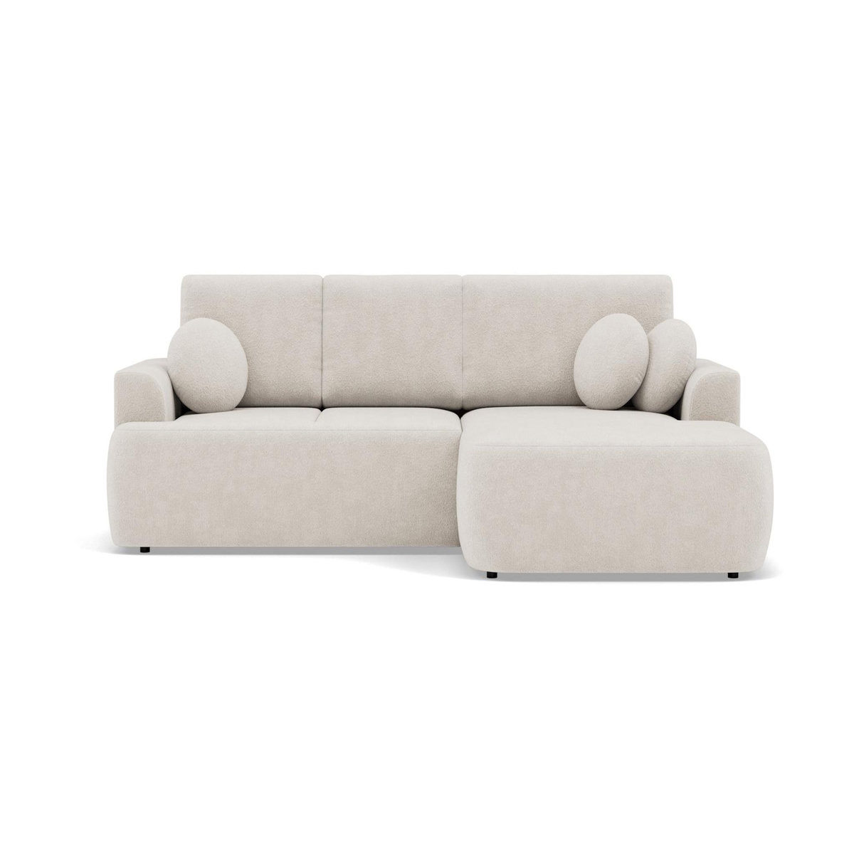 BEST MOBILIER Candela - canapé d'angle droit 4 places - convertible avec coffre - en tissu bouclette