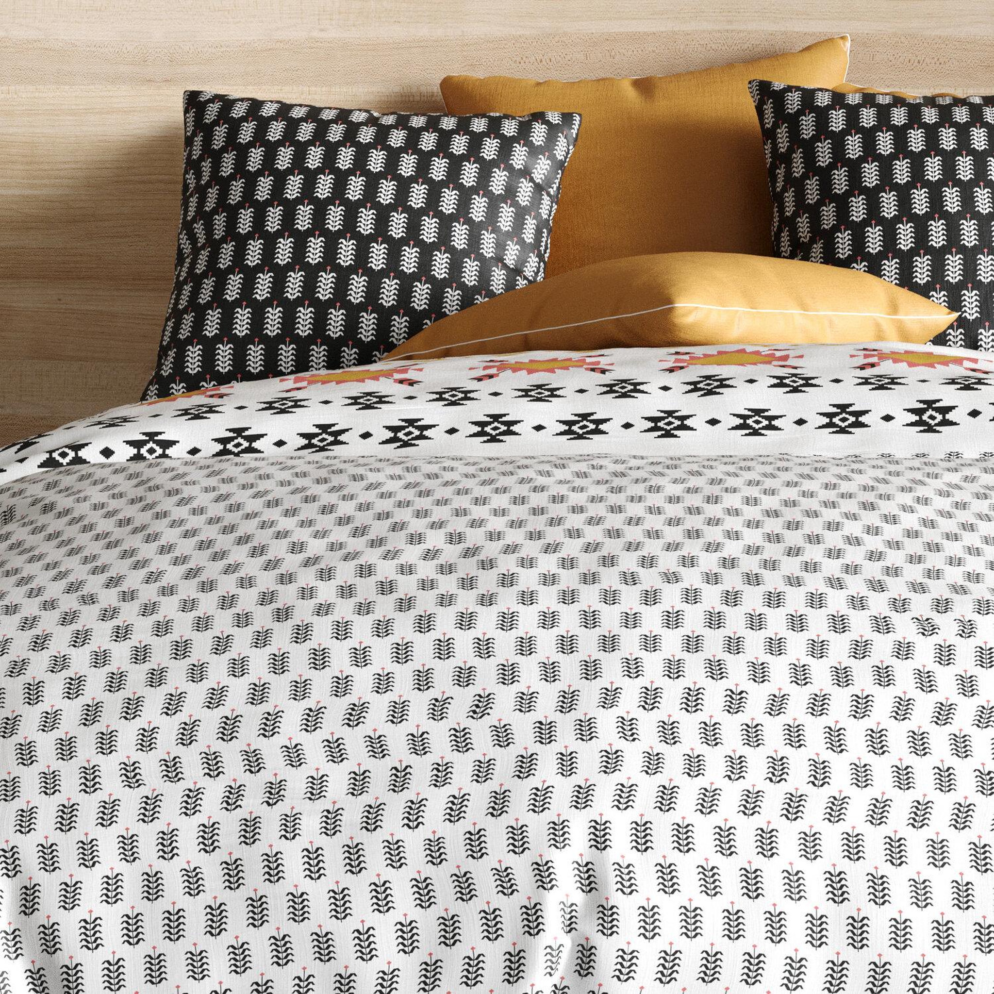 Voir la diapositive 3 : Les Ateliers du Linge Parure de housse de couette 100% coton 57fils loya