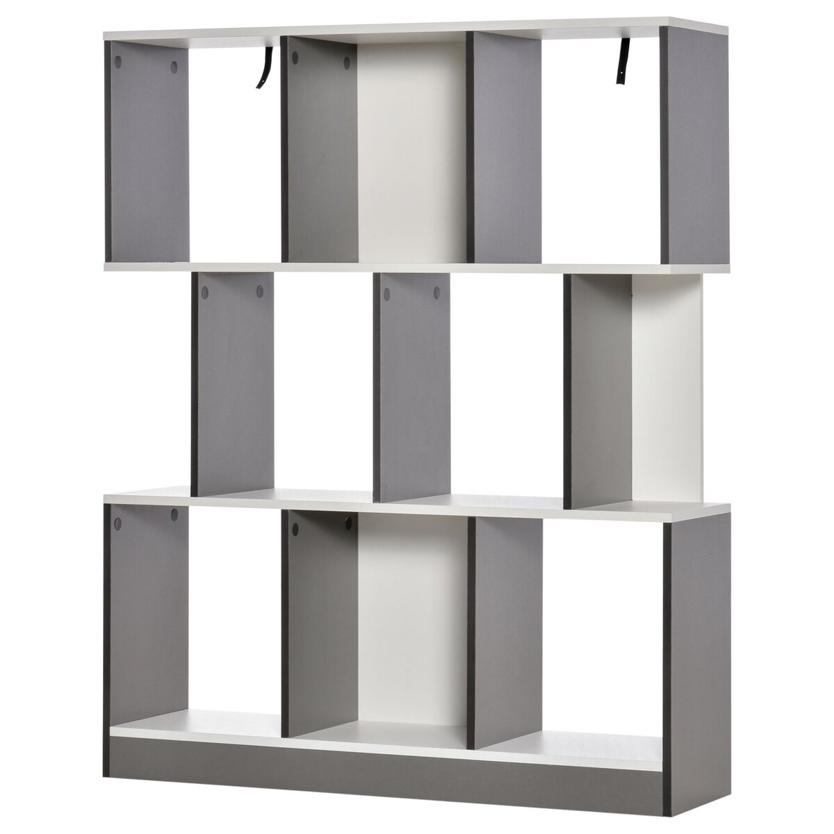 HOMCOM Bibliothèque étagère meuble de rangement 3 niveaux design contemporain MDF E1 bicolore gris blanc