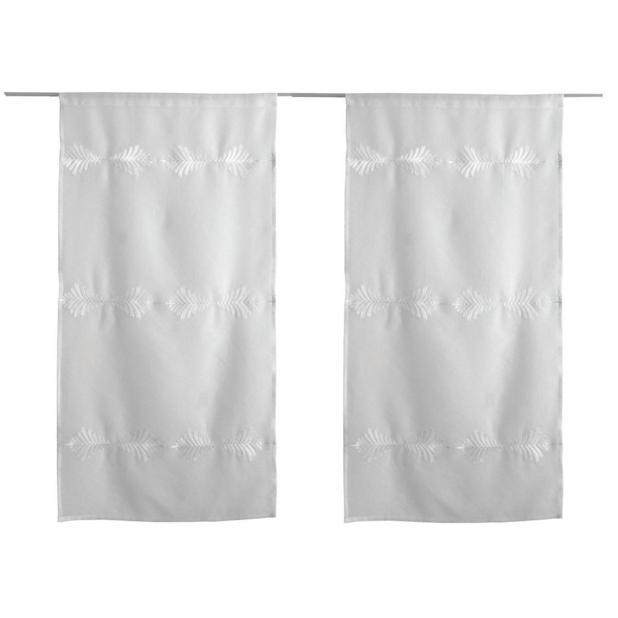 Voir la diapositive 5 : ENJOY HOME Paire de Voilage Brodé  Ebène  60x120cm Blanc