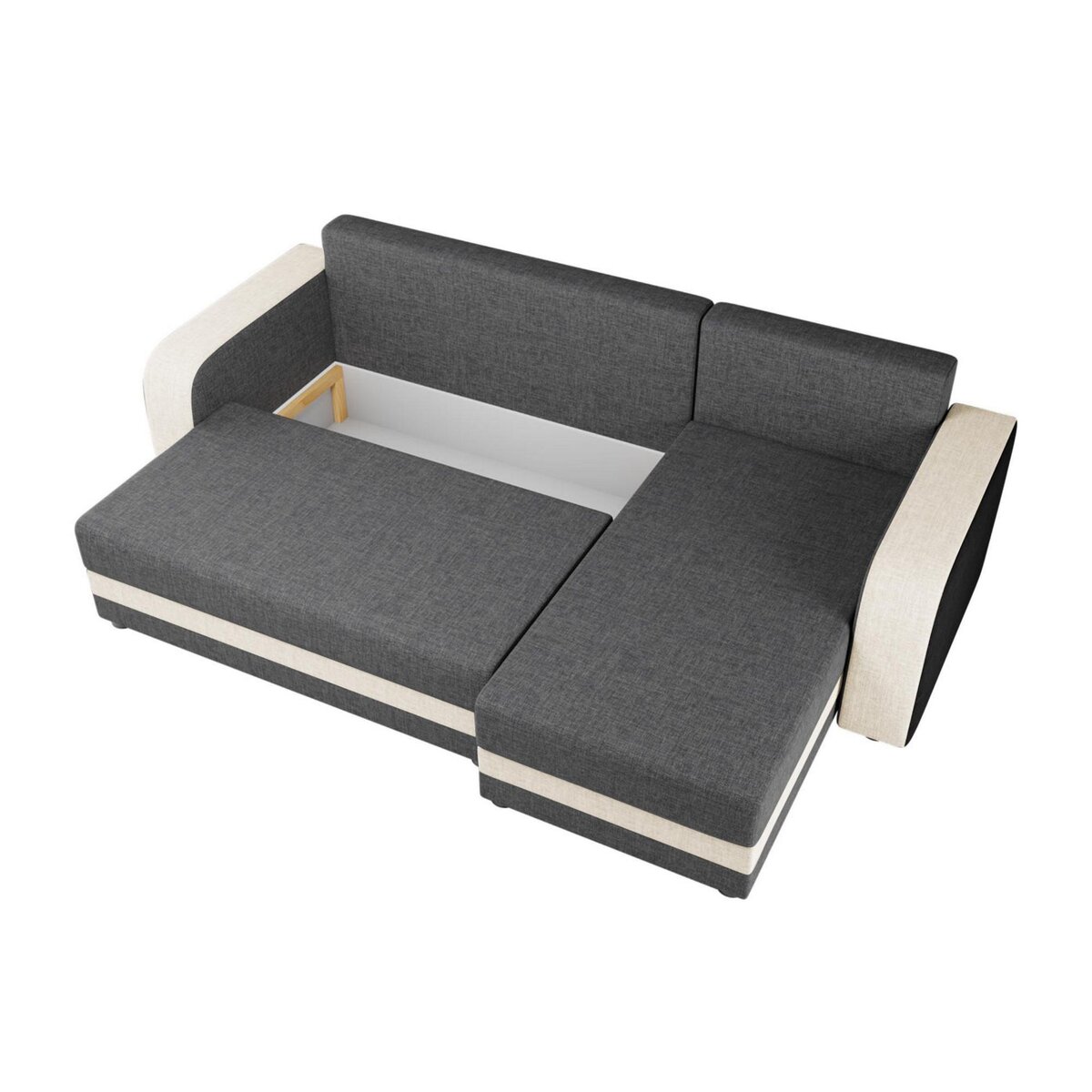 BEST MOBILIER Harvey - canapé d'angle réversible 4 places convertible avec coffre en tissu bicolore