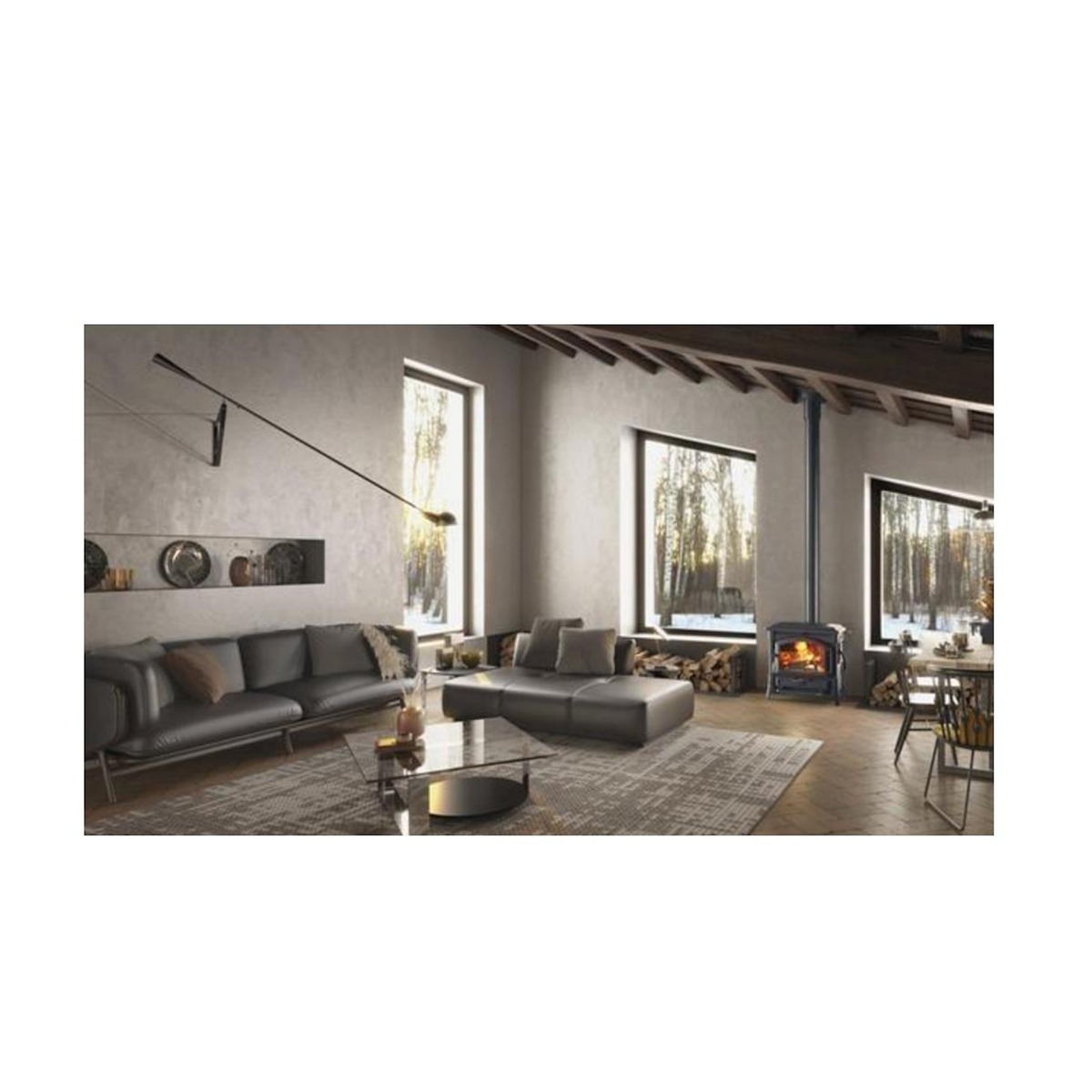 NORDICA EXTRAFLAME Poêle à bois en fonte émaillée 9.3kw - ISOTTALEAN