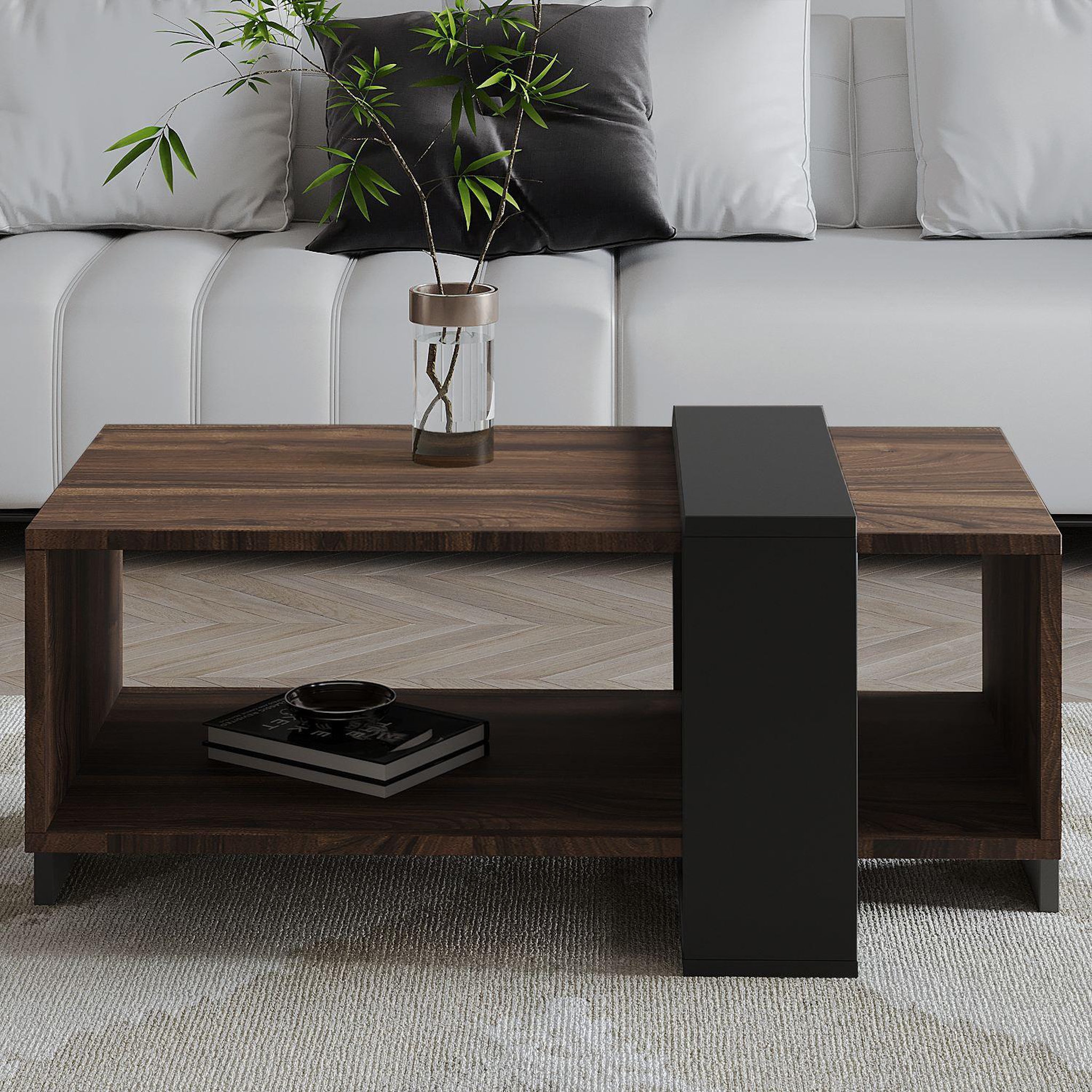 Voir la diapositive 3 : Habitat et Jardin Table basse en bois  meleni  - 90 x 49 x 40 cm - marron