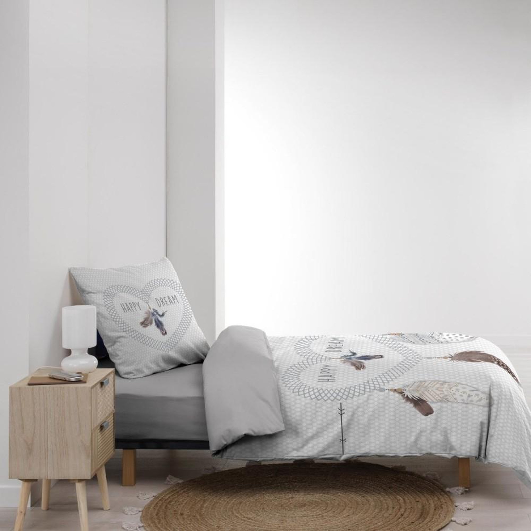 Voir la diapositive 4 : Douceur d'Intérieur Housse de couette 140x200 + 1 taie HAPPY DREAM 100% coton