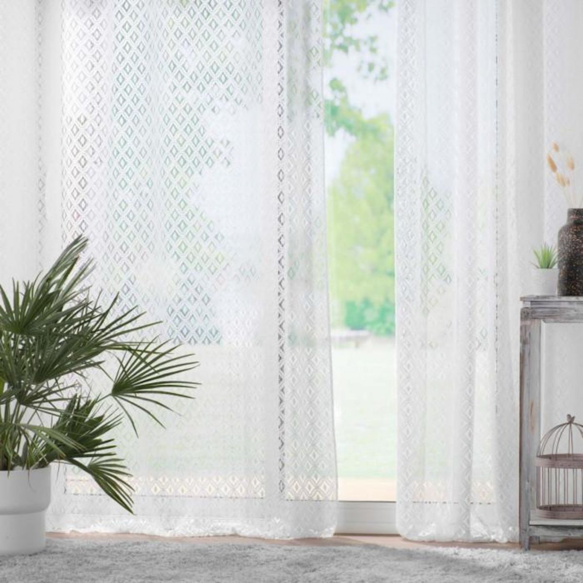 Paris Prix Rideau Voilage à Œillets Maille  Odilia  140x280cm Blanc