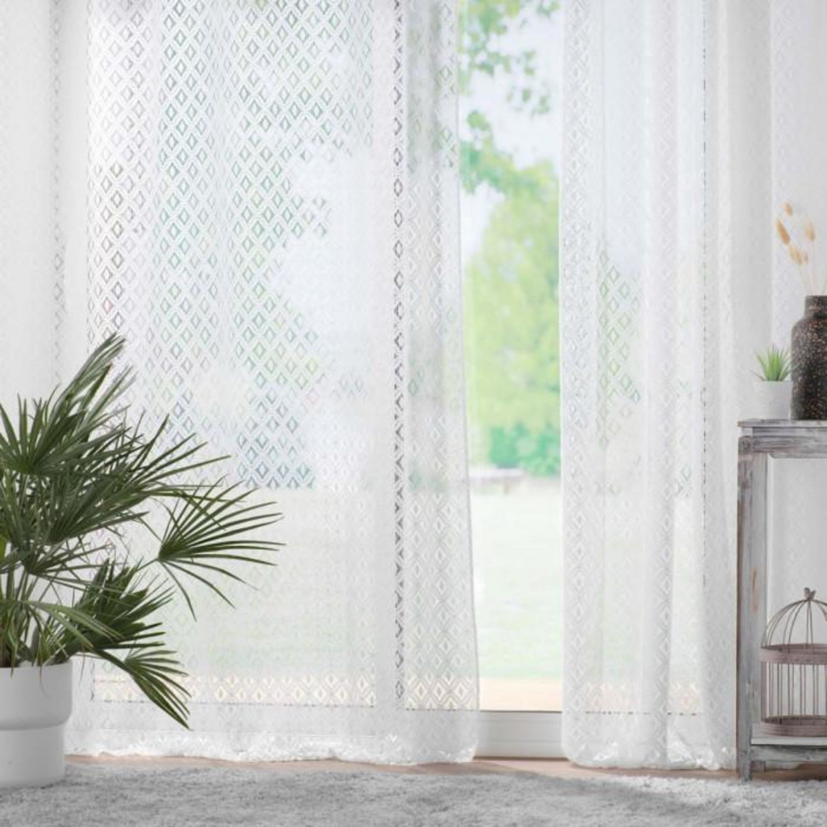 Paris Prix Rideau Voilage à Œillets Maille  Odilia  140x280cm Blanc