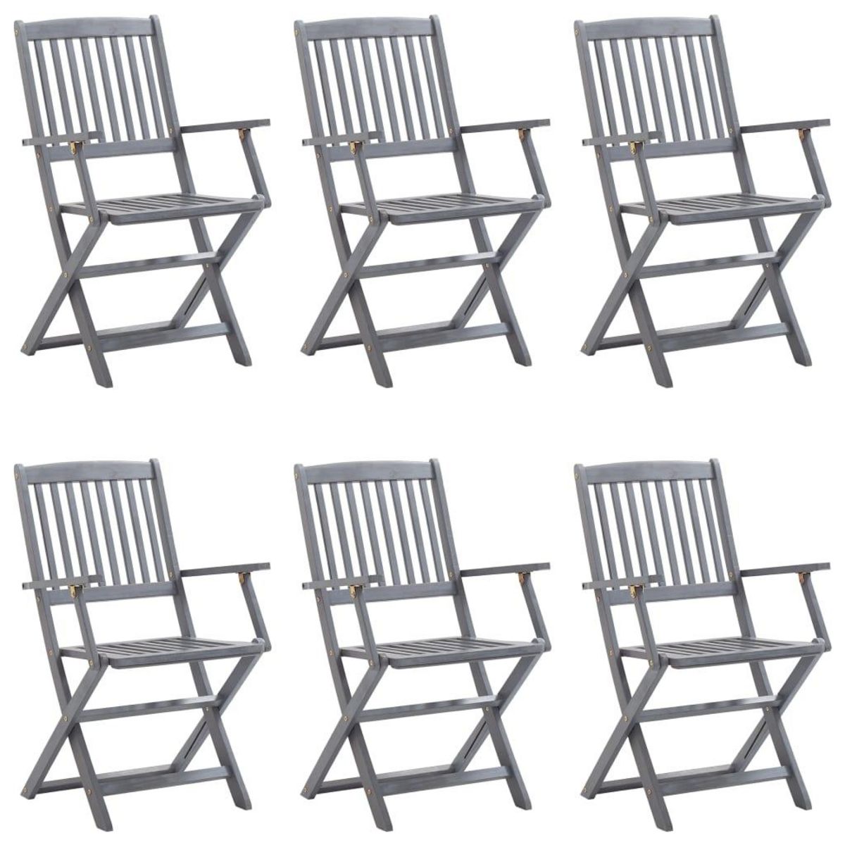 VIDAXL Chaises pliables d'exterieur lot de 6 et coussins Bois d'acacia