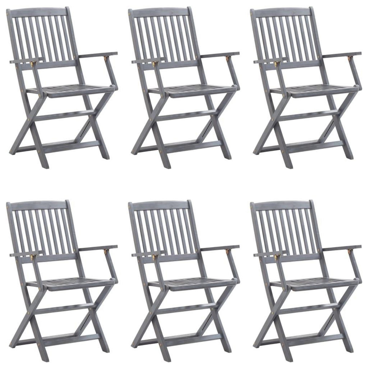 VIDAXL Chaises pliables d'exterieur lot de 6 et coussins Bois d'acacia