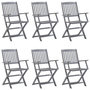Voir la diapositive 2 : VIDAXL Chaises pliables d'exterieur lot de 6 et coussins Bois d'acacia