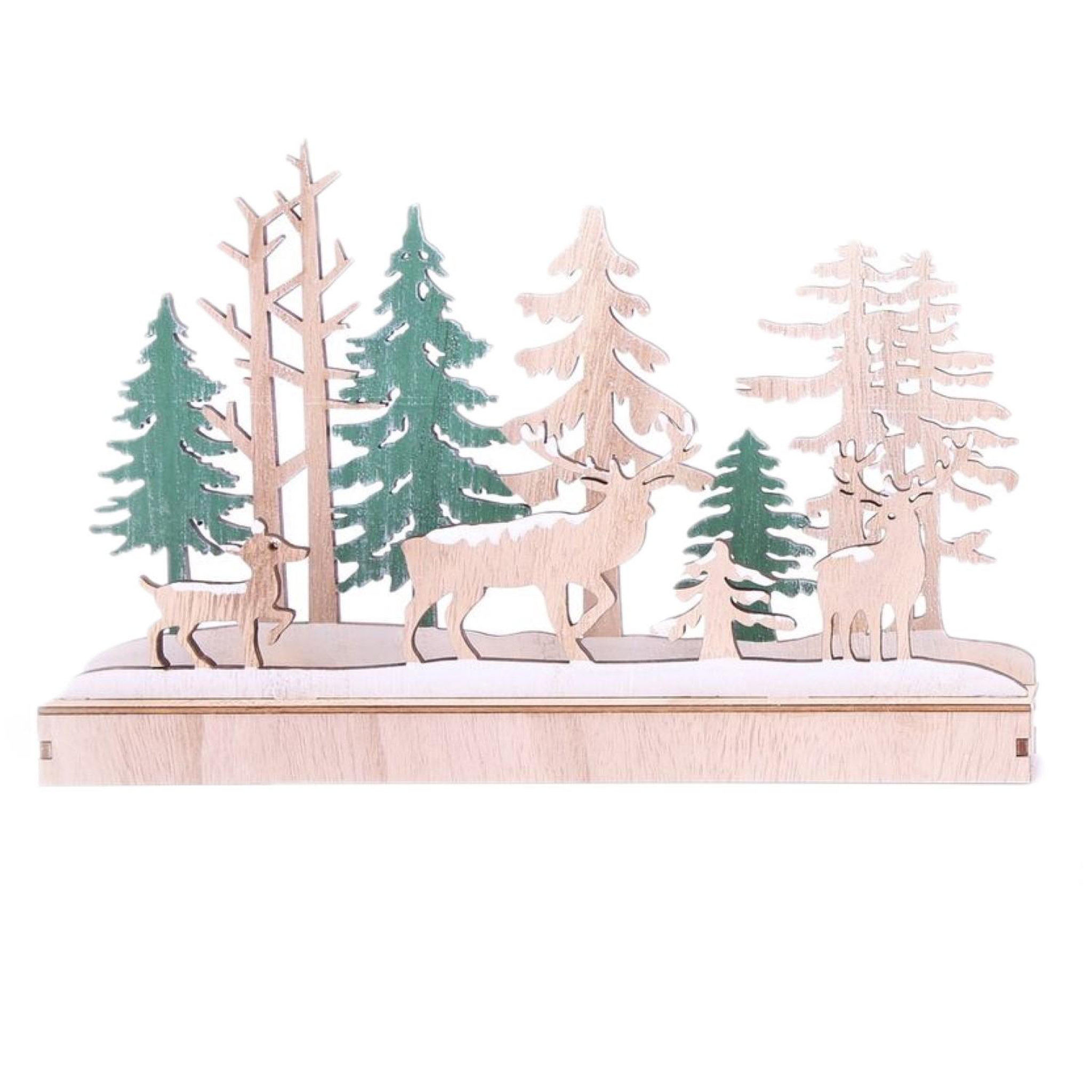 HEART OF THE HOME Décoration de Noël à poser en bois renne Forest Deco - Beige et vert