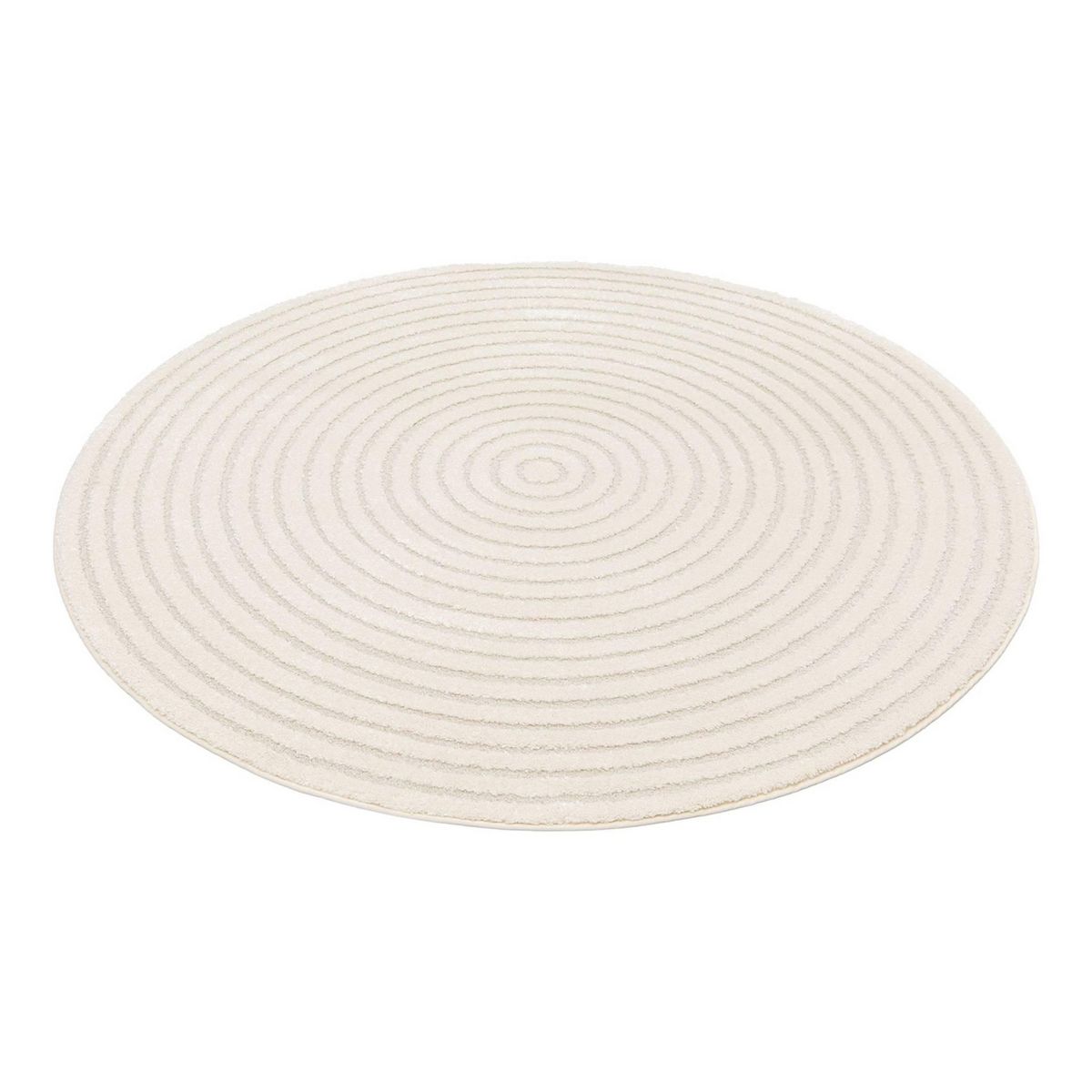 SWEEEK Tapis rond intérieur motifs cercles en relief crème Ø160cm
