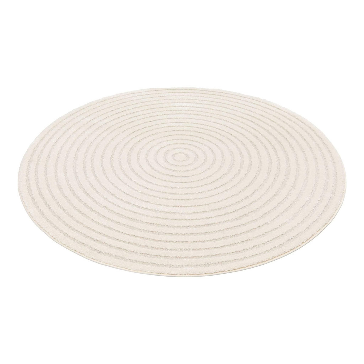 SWEEEK Tapis rond intérieur motifs cercles en relief crème Ø160cm