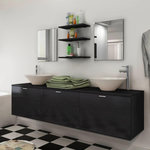 VIDAXL 8 pieces de mobilier de salle de bain et lavabo Noir
