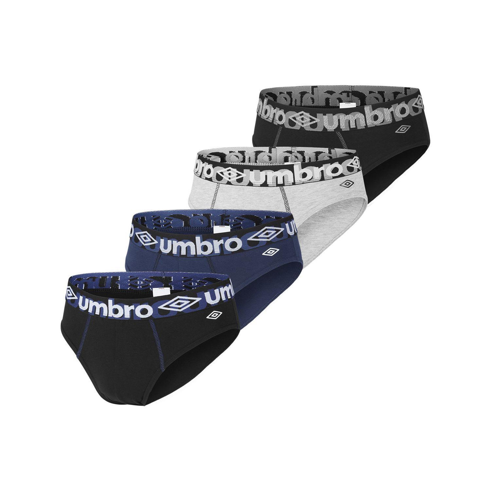 UMBRO Lot de 4 slips homme en coton Uni. Coloris disponibles : Noir