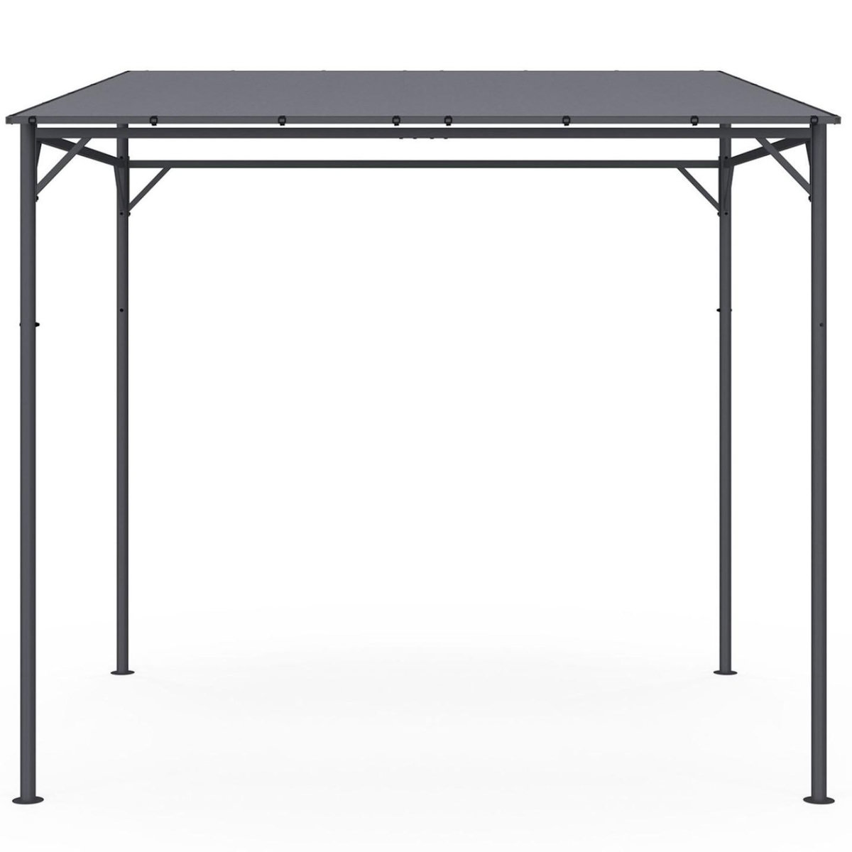ID MARKET Pergola adossée 4 pieds 2,3 x 2,4 M tonnelle de jardin en acier avec toile gris anthracite