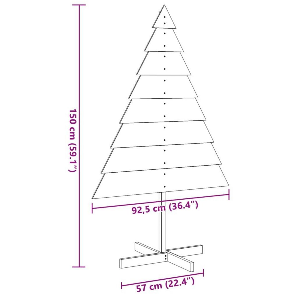 VIDAXL Arbre de Noël en bois pour decoration 150 cm bois massif