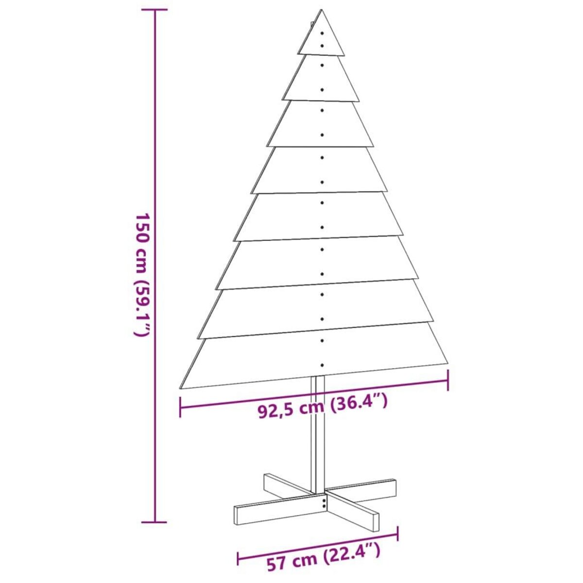 VIDAXL Arbre de Noël en bois pour decoration 150 cm bois massif