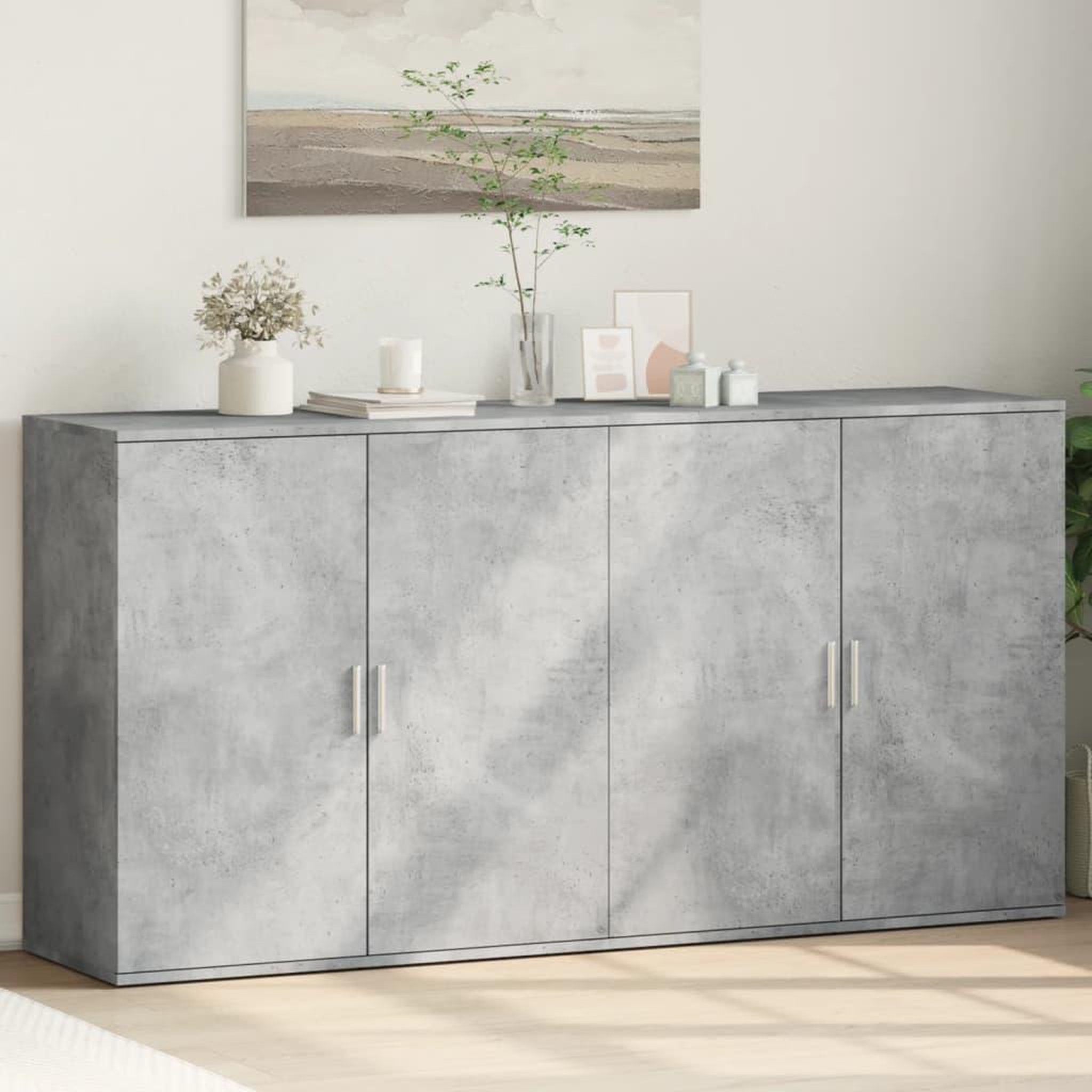 VIDAXL Buffets 2 pcs gris beton 79x38x80 cm bois d'ingenierie