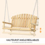 Voir la diapositive 5 : OUTSUNNY Banc suspendu 2 places charge max. 200 Kg - assise dossier à lattes, chaînes incluses - bois