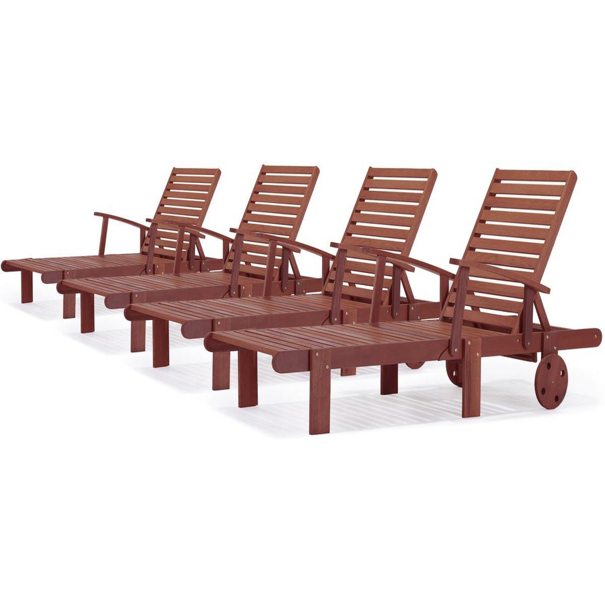Voir la diapositive 1 : Habitat et Jardin Bain de soleil pliant en bois exotique  Tokyo  - Mohogany - Marron acajou - Lot de 4
