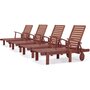Voir la diapositive 1 : Habitat et Jardin Bain de soleil pliant en bois exotique  Tokyo  - Mohogany - Marron acajou - Lot de 4
