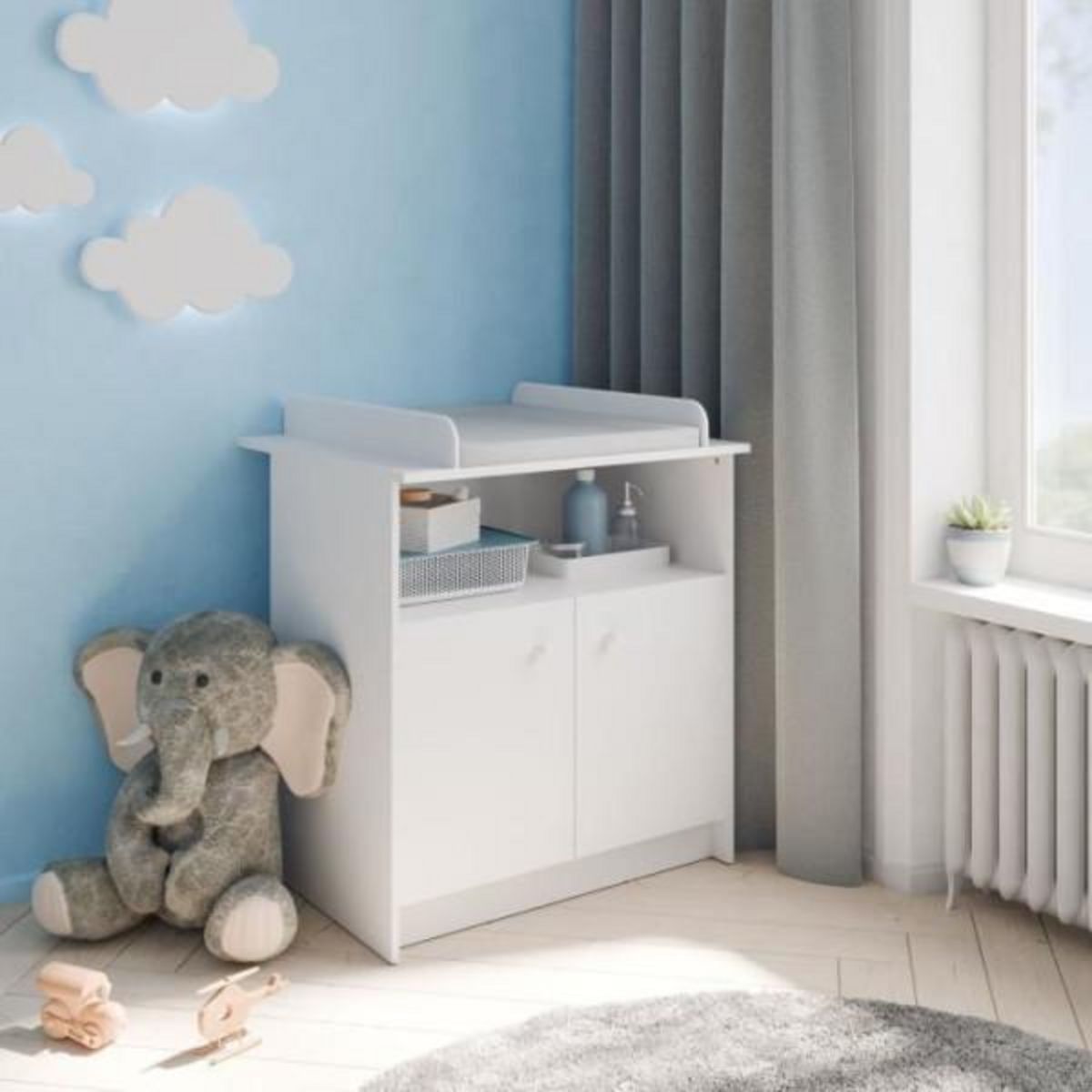 Demeyere Commode a langer 2 portes, 1 niche - HELICIA - Blanc mat - 79,6 x 70 x 94,4 cm - DEMEYERE